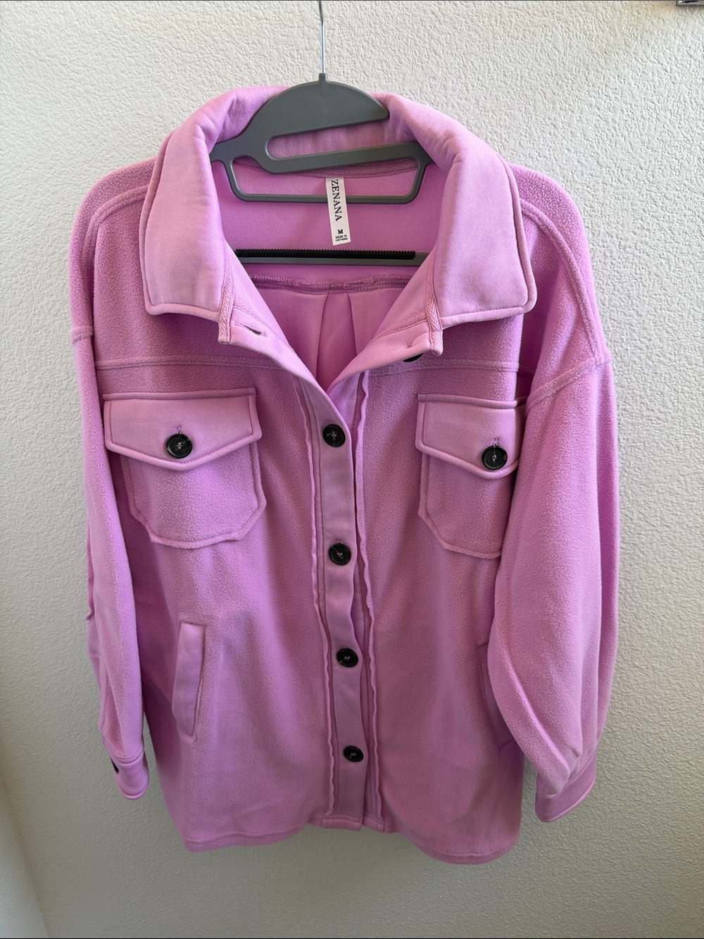 Zenana Outfitters Lavender Fleece Shacket.